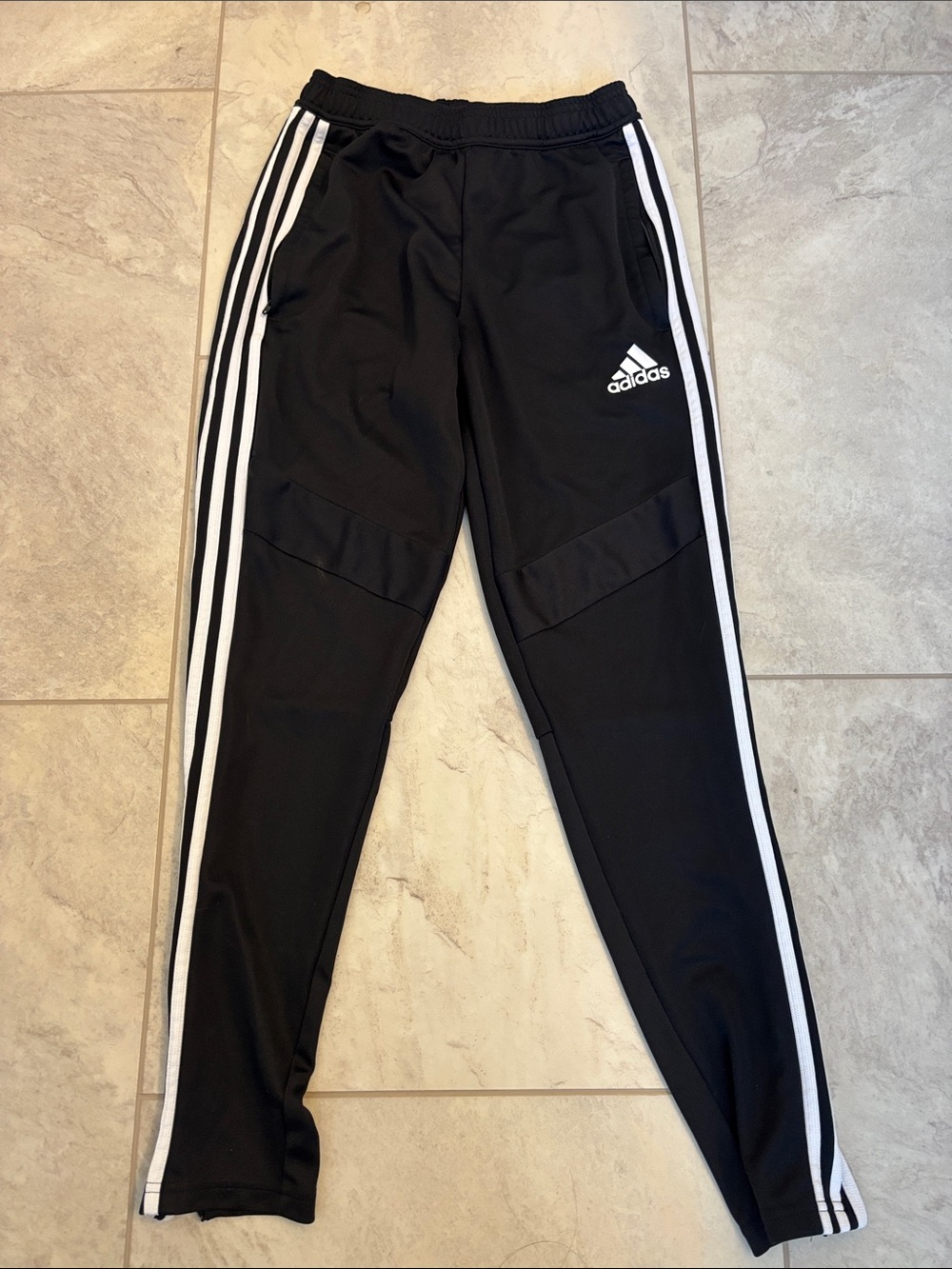 adidas Black Joggers with White Three-Stripes